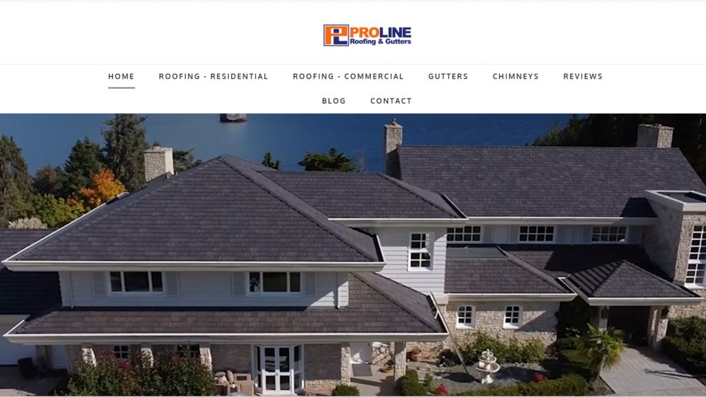 Proline Roofing & Gutters website homepage screenshot
