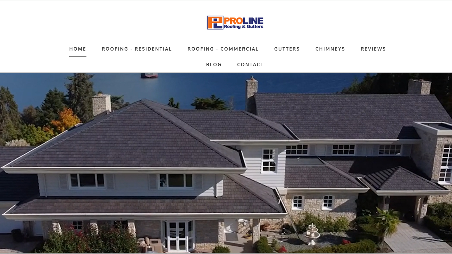 Proline Roofing & Gutters website homepage screenshot